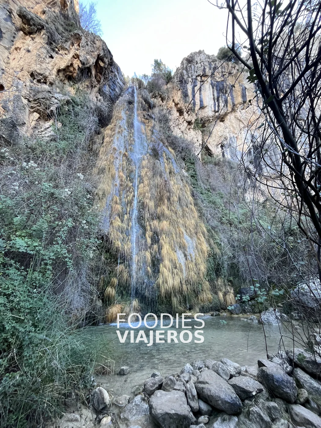La cascada de la Malena durante nuestra visita en enero.